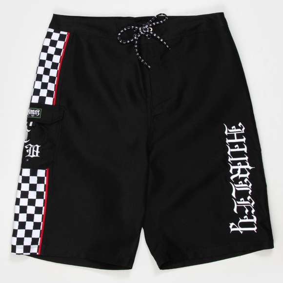 NWT Hurley Black and White Checkered Swim Shorts - Picture 1 of 8